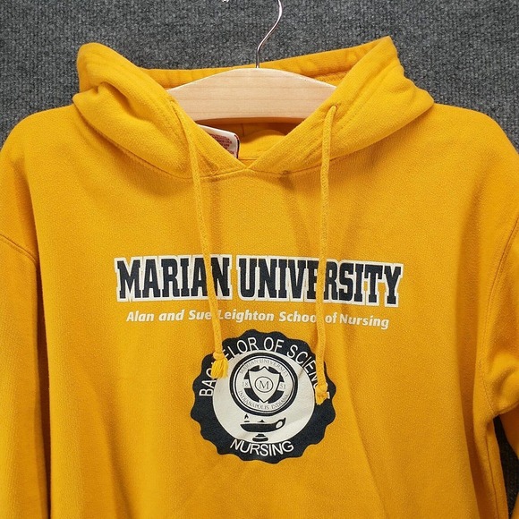Dodger Men's Marian University Nursing Pullover Graphic Hoodie Yellow Small - Picture 3 of 12